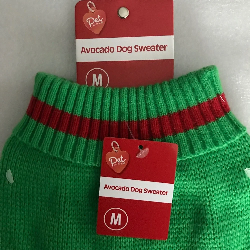 Pet Central Avocado Dog Sweater NEW Size M-14”/35.56cm
